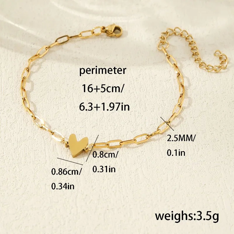1/2Pcs 18K Gold Stainless Steel Heart Adjustable Couple Bracelet, Men'S and Women'S Friend Jewelry, Birthday，Commemorative Gifts