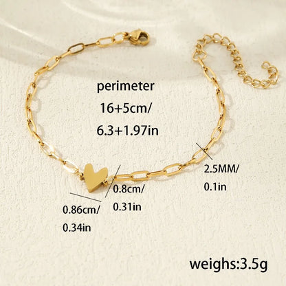 1/2Pcs 18K Gold Stainless Steel Heart Adjustable Couple Bracelet, Men'S and Women'S Friend Jewelry, Birthday，Commemorative Gifts