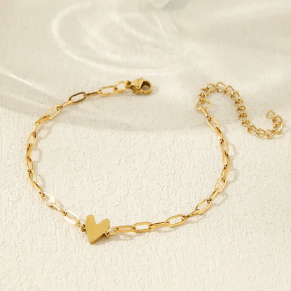 1/2Pcs 18K Gold Stainless Steel Heart Adjustable Couple Bracelet, Men'S and Women'S Friend Jewelry, Birthday，Commemorative Gifts