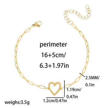 1/2Pcs 18K Gold Stainless Steel Heart Adjustable Couple Bracelet, Men'S and Women'S Friend Jewelry, Birthday，Commemorative Gifts
