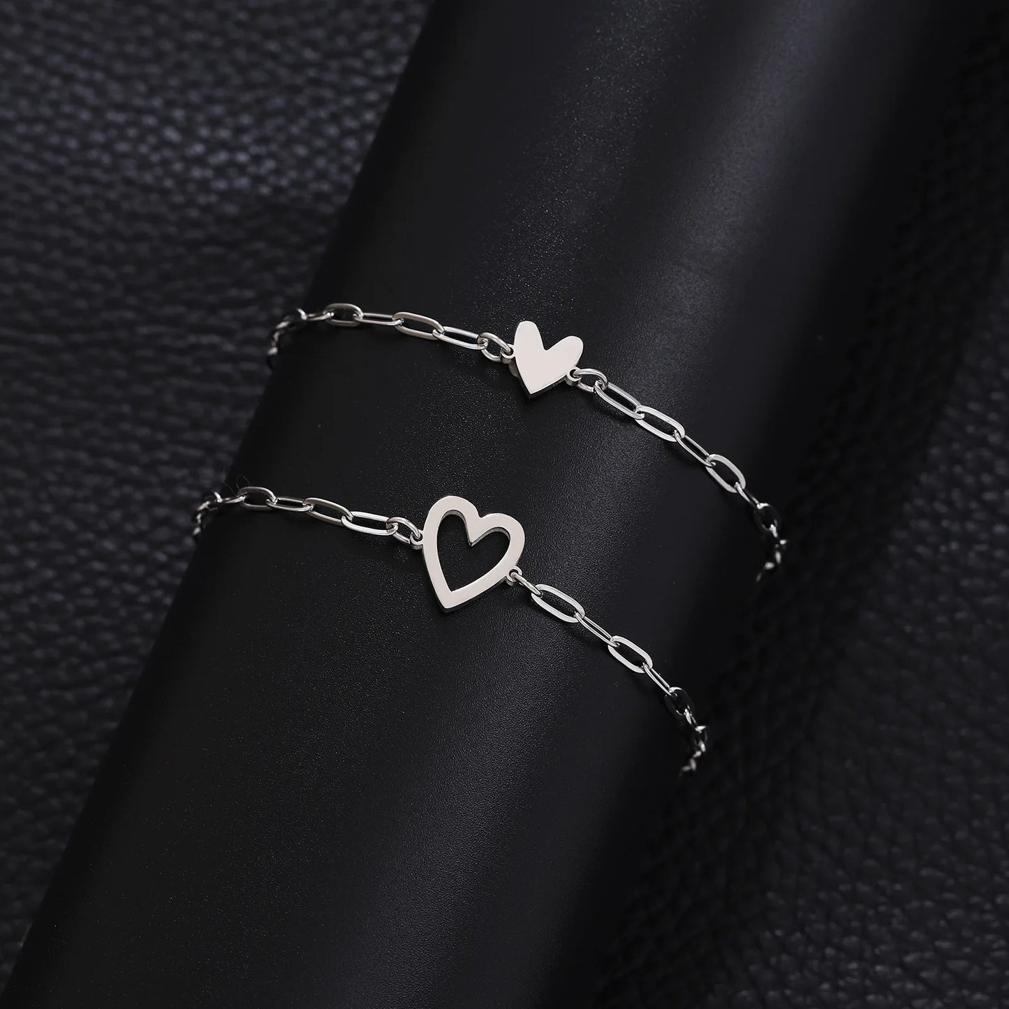 1/2Pcs 18K Gold Stainless Steel Heart Adjustable Couple Bracelet, Men'S and Women'S Friend Jewelry, Birthday，Commemorative Gifts