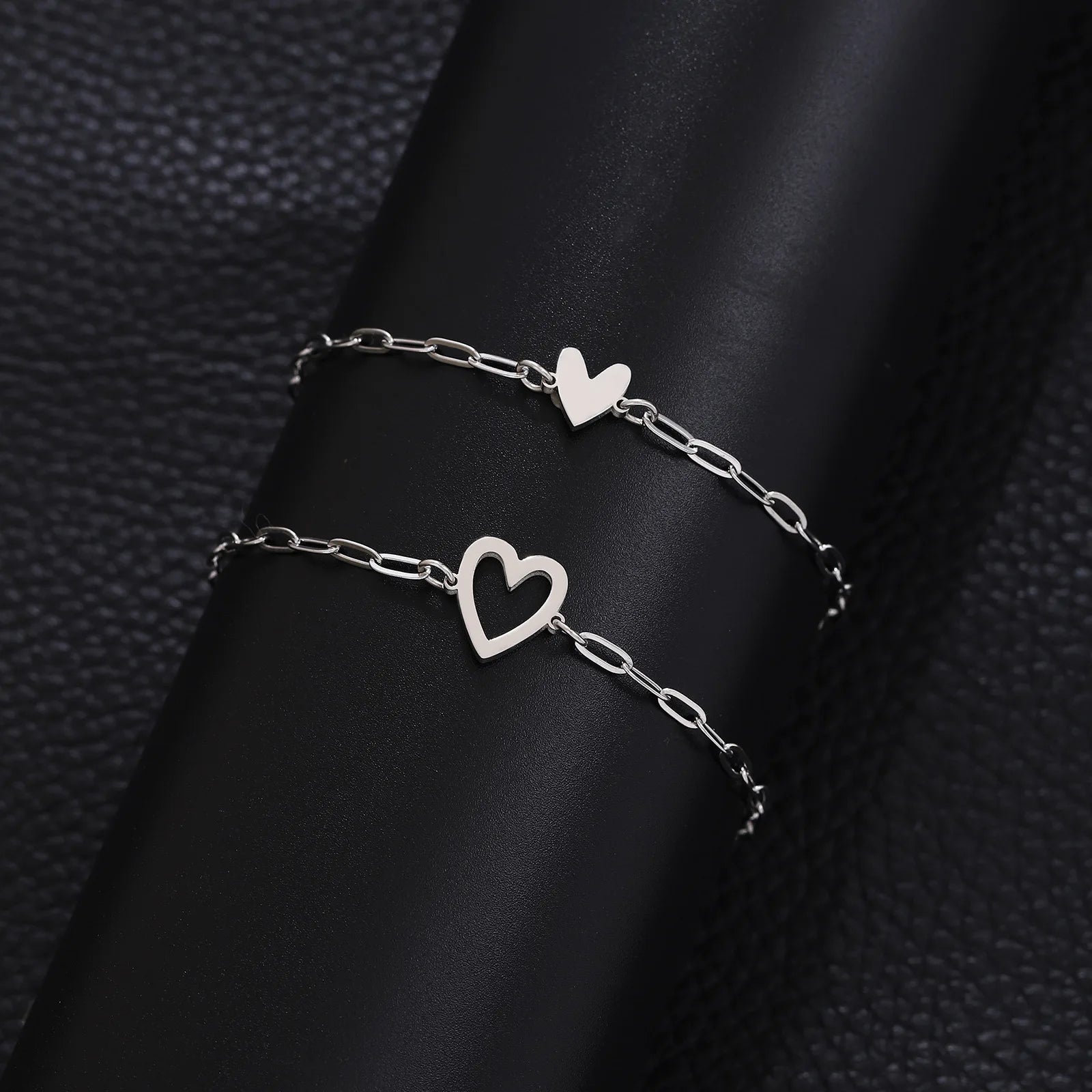 1/2Pcs 18K Gold Stainless Steel Heart Adjustable Couple Bracelet, Men'S and Women'S Friend Jewelry, Birthday，Commemorative Gifts